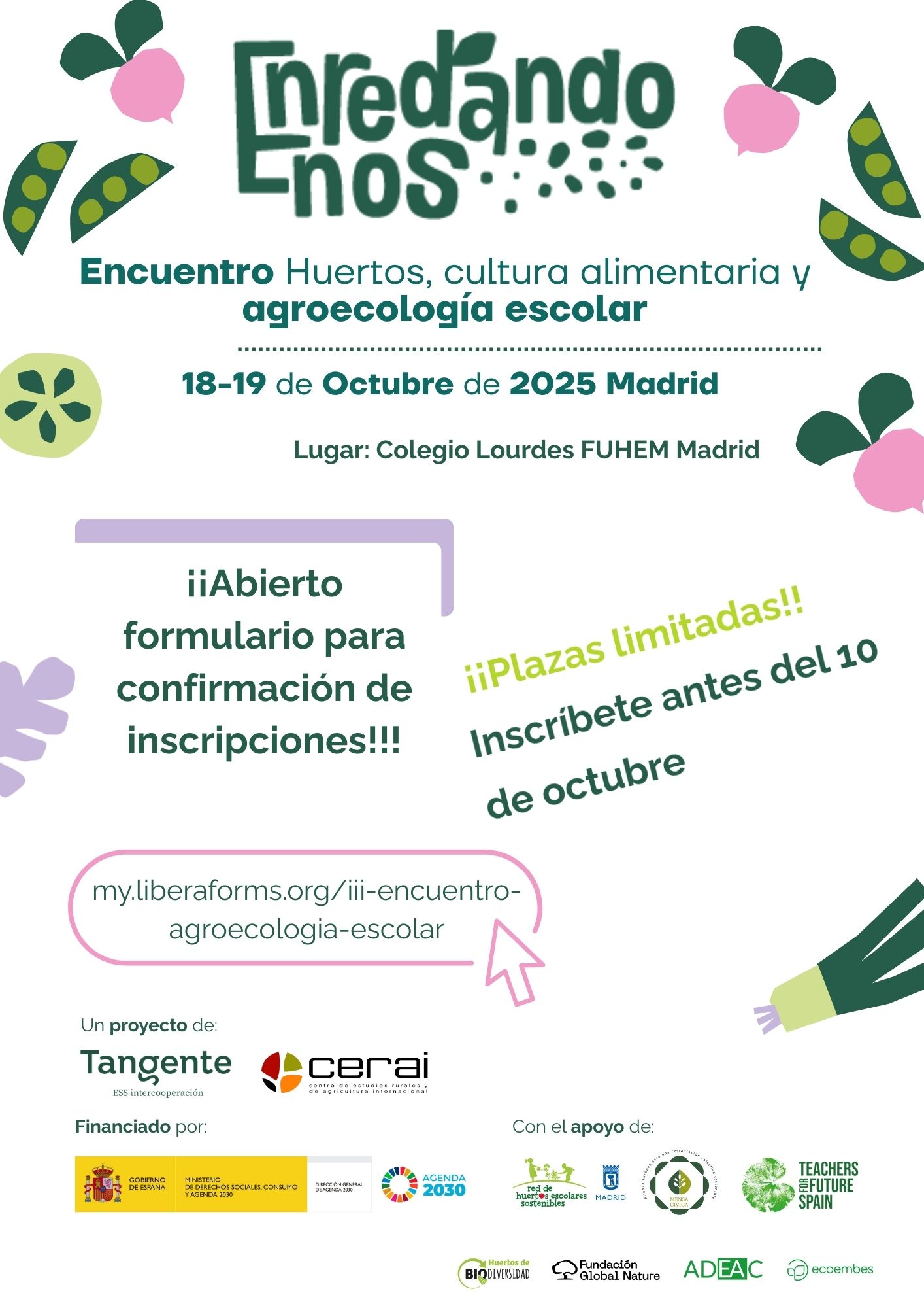 Cartel de la Inscripción al tercer Encuentro Estatal Huertos Urbanos