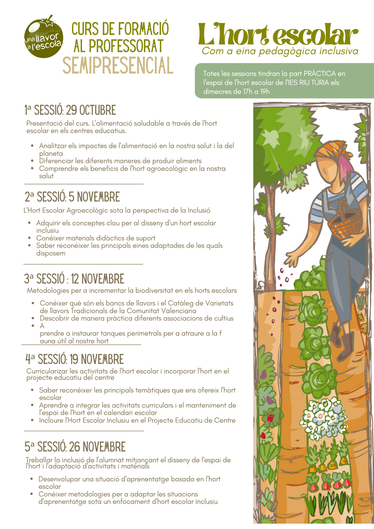 Programa del curs de formació al professorat - cefire Programa del curs de formació al professorat del cefire de l'horts escolars com a eina pedagògica inclusiva